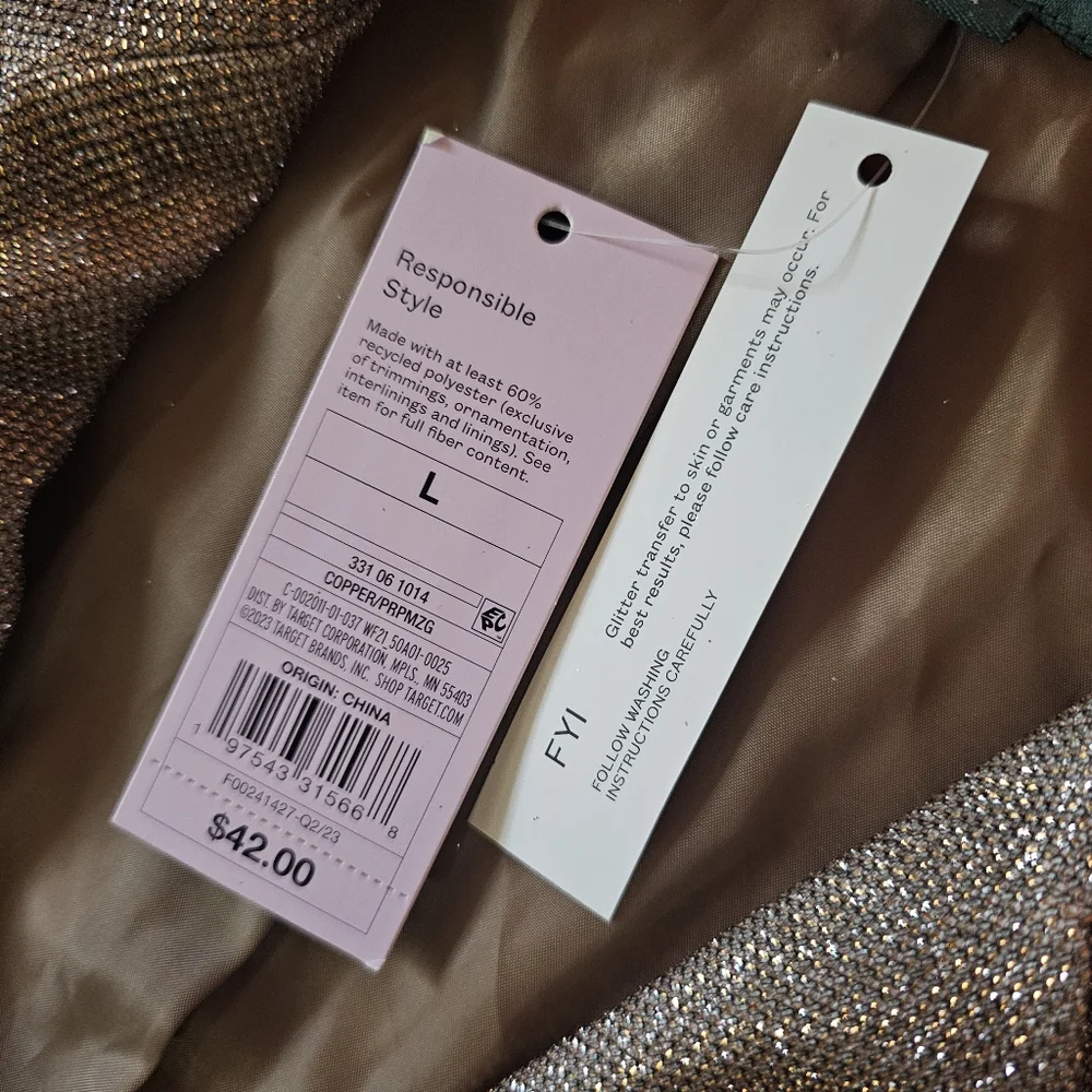 NWT Wild Fable Sparkly Gold New Years Eve Holiday Party Blazer Pants & Purse Set - Picture 4 of 15